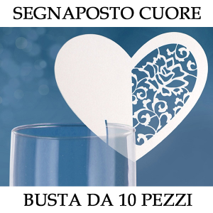 10 pezzi segnaposto cuore per bicchiere