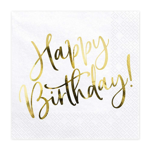 20 Tovaglioli di carta 33x33 cm per compleanno \"happy Birthday\"