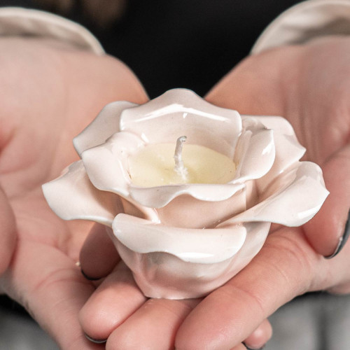 Bomboniere 2024 Rose in porcellana con candela profumata