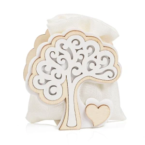 Bomboniere 2026 Linea Boucle' Scatolina Portaconfetti con sacchettino e albero della vita