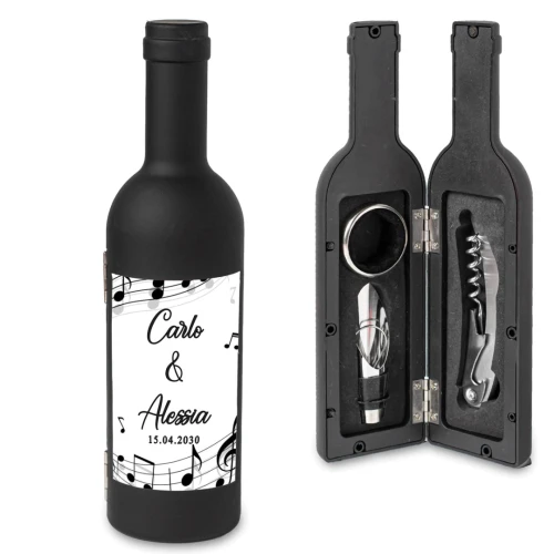 Idea Bomboniera Utile Tema Musica Bottiglia di Vino Set accessori Vino