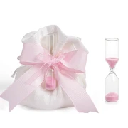Bomboniere o Segnaposto 2026 Clessidra mini in vetro con sabbia rosa