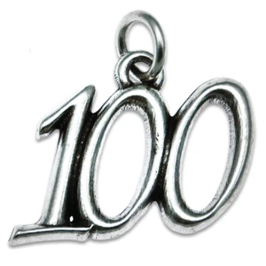 Ciondolo Numero 100 in argento per bomboniere idea originale compleanno anniversario