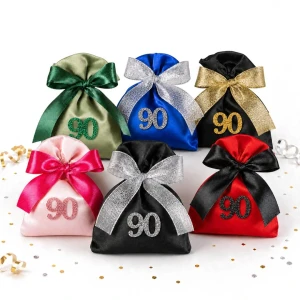 Sacchetto 90 Novantesimo Compleanno con Numero 90 Glitter