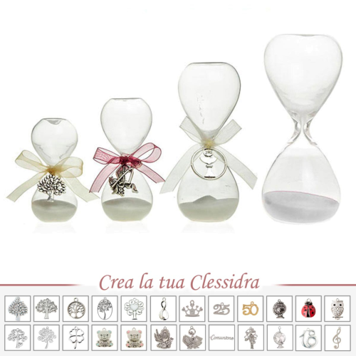 Bomboniere Clessidre Vetro Sabbia Bianca