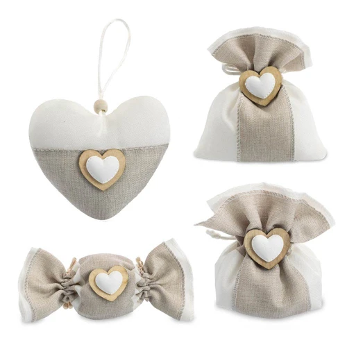 Sacchettini portaconfetti Rustici/Eleganti con Doppio Cuore