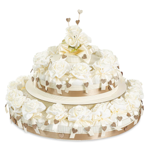 Torta Bomboniere da 28 Sacchettini con Rose Avorio