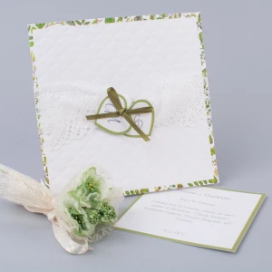 Partecipazione Matrimonio Originale con dettagli verdi - Oleandro