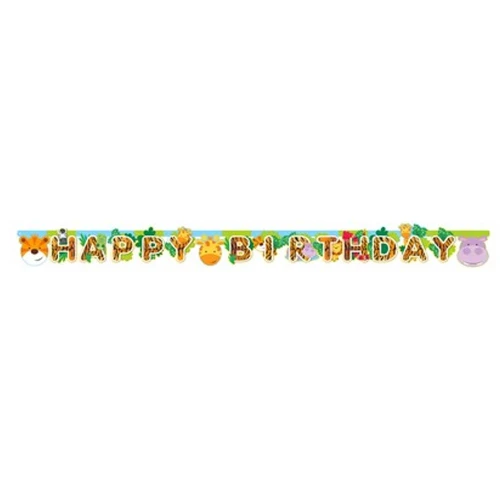 Festone complanno tema Giungla \"happy birthday\" 1.7 mt