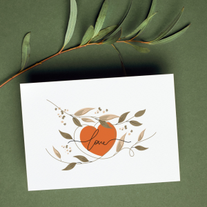 Partecipazione Matrimonio Originale Arancio - Noce