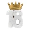 Bomboniere 18° compleanno 2026 Magnete con corona numero 18 bianco a pois
