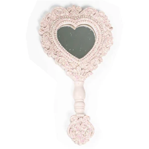 Bomboniere 2027 Specchio a forma di cuore Rosa Grande con glitter