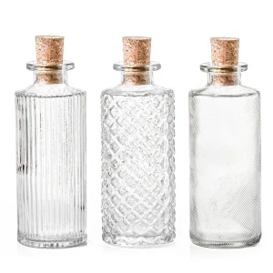 Bomboniere Utili bottiglie in vetro con tappo di sughero in 3 modelli assortiti 180 ml