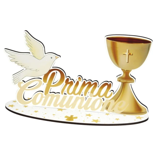 Decorazione da tavolo \"Prima Comunione\" con colomba e calice