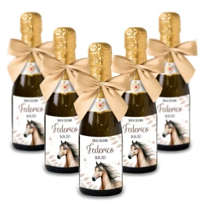 Bomboniere Mini bottiglie Prosecco Personalizzate o Segnaposto Tema Cavallo