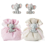 Bomboniera Battesimo e Nascita Bimba Elefantino Magnete Rosa