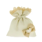ULTIMI PEZZI 45 Sacchettini portaconfetti piatti con fiocco e cuore angolare avorio 10x12 cm PREZZO PER TUTTI