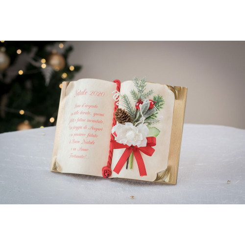 Idea Regalo Natale - Libro con frase di Buon Natale - interamente fatto a mano