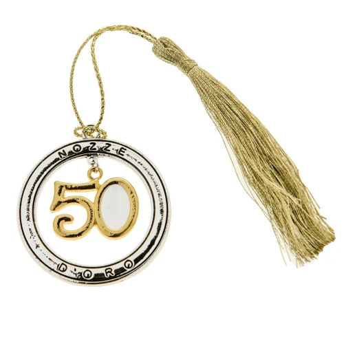 Ciondolo Applicazione Cerchio 50 Anniversario con Nappina Oro