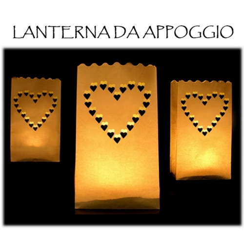 10 lanterne cuori da appoggio con candela