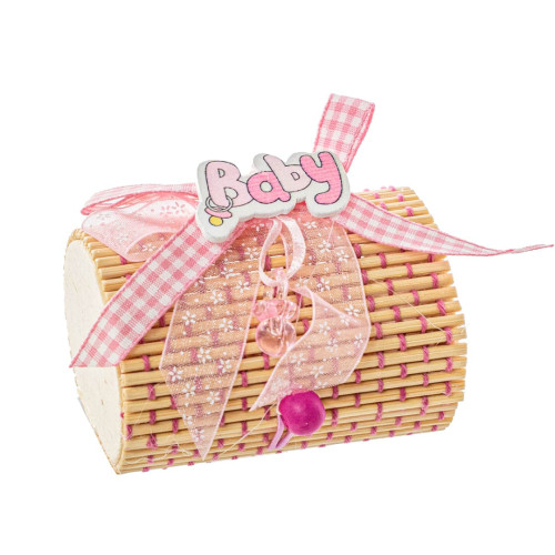 Scatolina bamboo portaconfetti Baby rosa in Offerta