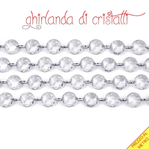 ghirlanda di cristalli trasparenti per decorazioni e allestimento matrimonio