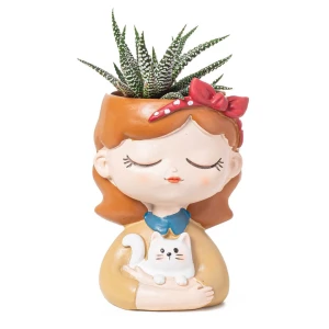 Bomboniere 2026 Vaso Portapiantina Ragazza con Gattino - Alta Qualità