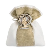 Ultimi 17 pezzi Bomboniere Sacchettini Portaconfetti di Yuta con Albero della Vita e simbolo Cresima