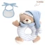 Kit regalo 2 pz Orsetto sonaglio ad anello + Bavaglino ricamabile