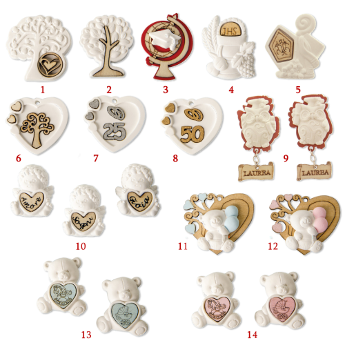 Decorazioni Bomboniere Gessetti con Legno