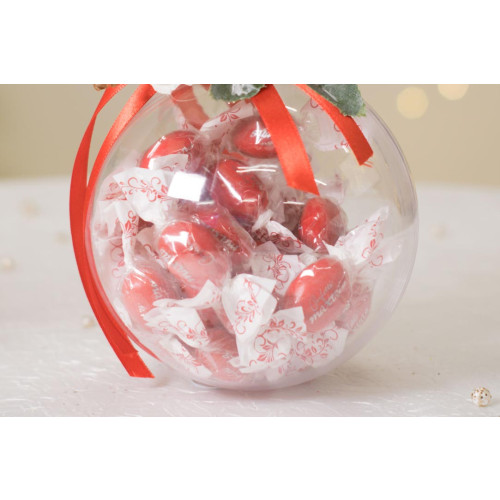 Idea Regalo Natale - Sfera palla di natale con decorazioni e cioccolatini