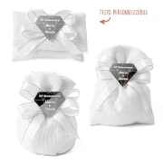 Bomboniere 2025 Sacchettini Portaconfetti con CONFEZIONE Nozze di Diamante brillanti con applicazione incisa
