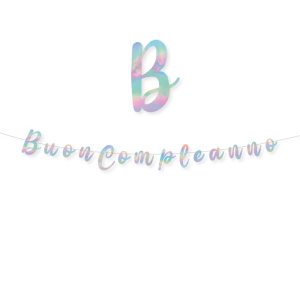 Festone Compleanno scritta "buon Compleanno" irridescente