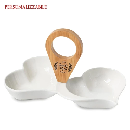 Bomboniere antipastiera doppio cuore personalizzabile