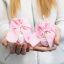 Bomboniere Battesimo Bimba Sacchettino con Cuore Rosa in Gesso
