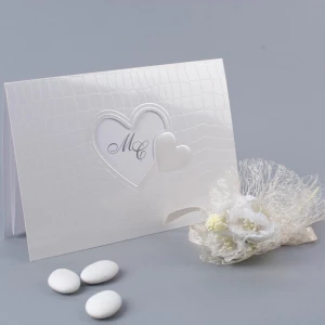 Partecipazione Nozze Elegante con effetto pelle bianca - Casablanca