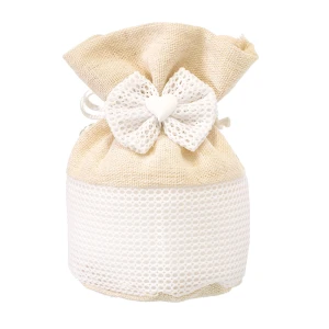 Bomboniere Sacchetti Portaconfetti Tondo Bianco Eleganti con Fiocco