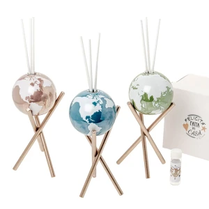 Bomboniere 2026 Linea Fantasy Profumatore Colorato con mondo in vetro e stand in metallo