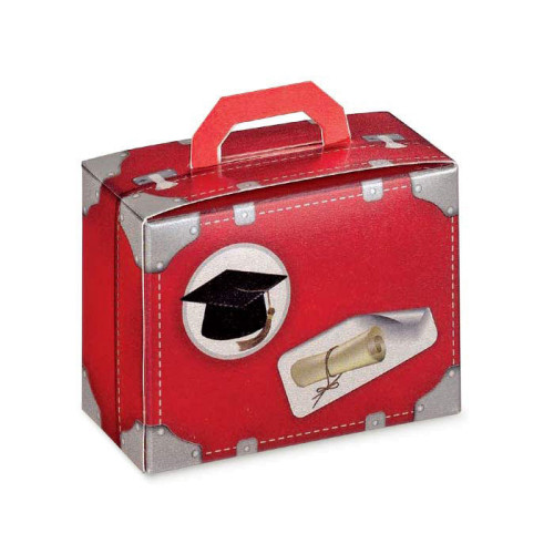 scatolina rossa portaconfetti per laurea valigia