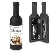 Idea Bomboniera Utile Tema Cane Bottiglia di Vino Set accessori Vino