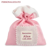 Sacchettini Personalizzabili Battesimo Nascita Rosa