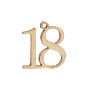 ciondolo per bomboniere 18 compleanno numero 18 in legno naturale