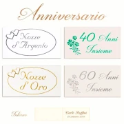 Bigliettini Bomboniere Anniversario Nozze Argento, Oro, Smeraldo, Diamante