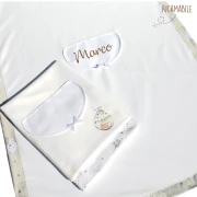 Coperta da lettino in pile ricamabile con orsetti 102x146 cm