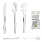 Posate in plastica riutilizzabile trasparenti - confezione risparmio