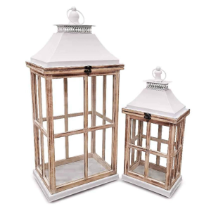 Set 2 Lanterne Grandi Shabby Chic per regalo o allestimento