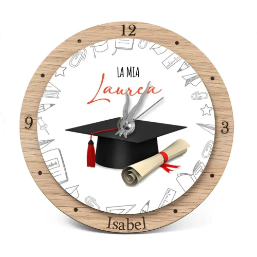 Bomboniere Laurea con Tocco e Pergamena Orologio Personalizzato