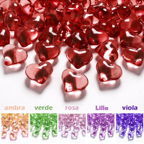 crystalli cuori per decorazioni vari colori
