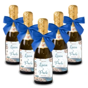 Bomboniere Mini bottiglie Prosecco Personalizzate o Segnaposto Tema Mare