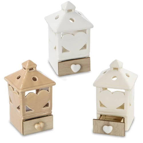 Ultimi 22 pezzi Bomboniere Lanterne Colorate Grande in Porcellana con Cassetto in Legno